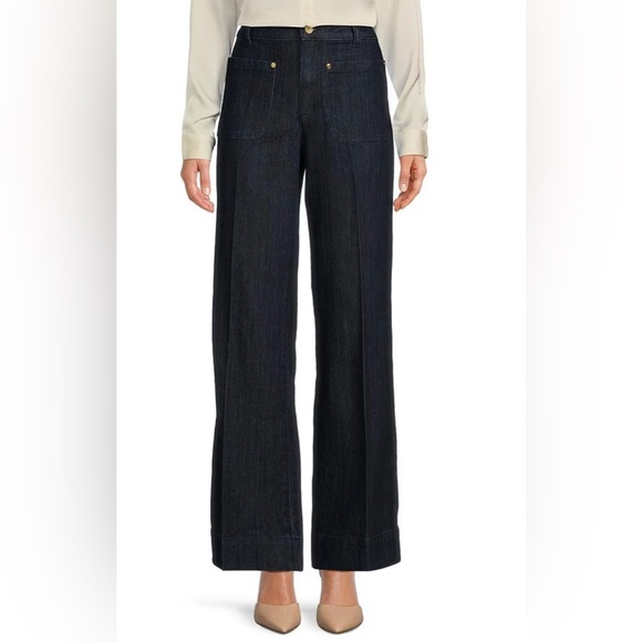 Michael Kors Premiere Denim Hi-Rise Wide Leg Jeans size 10 new - Picture 1 of 5